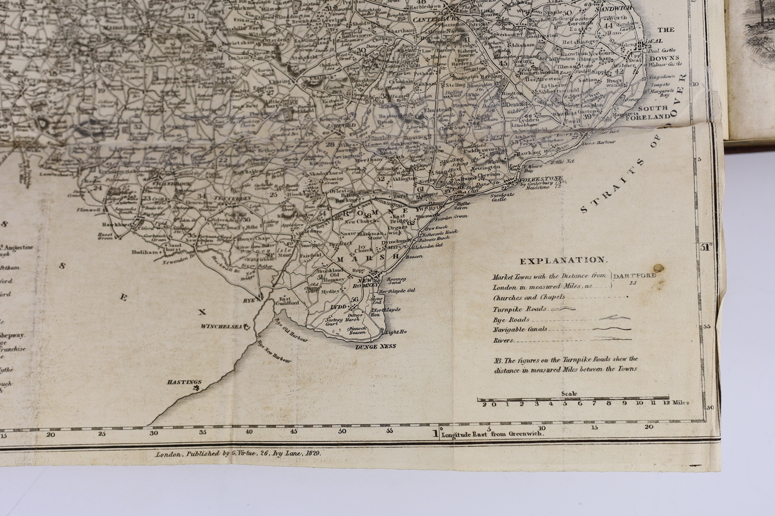 KENT: Ireland, William Henry - A New and Complete History of the County of Kent ... 4 vols. pictorial engraved title, num. engraved plates (by Shepherd & Gastineau) and a folded map